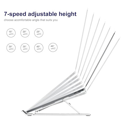 Ergonomic and Foldable Laptop Stand for Desk, Adjustable Riser, Fits All Laptops and Notebooks up to 17,Ultra-Thin,Ventilated Cooling,ABS+Silicone,Silver. - color: Silver