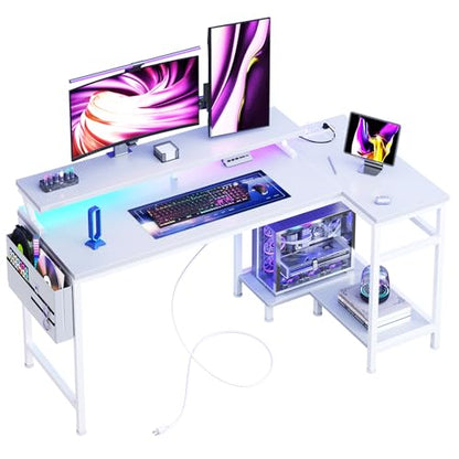 DUMOS L Shaped Gaming Desk, 48" Computer Desks with Storage Shelves