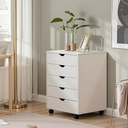 OLIXIS 5-Drawer Rolling File Cabinet, Printer Stand with Office Storage - color: White, size: 5 Drawer