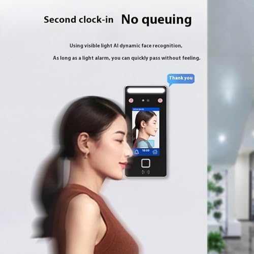 Face Recognition Attendance System, Biometric Time Clock with 4.3 Inch LCD Display, 2000 Face Capacity, Dual Camera Access Control Machine for Offices Hotels Factories, Export Data via USB
