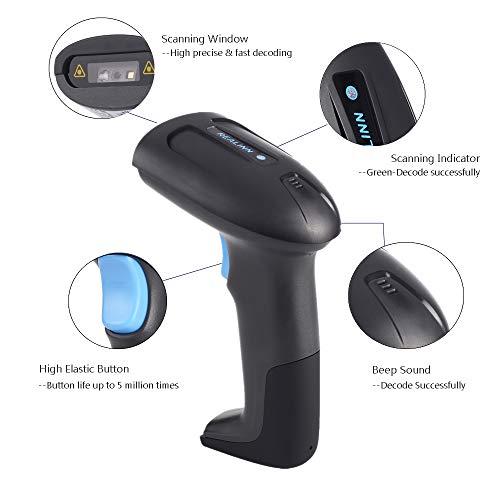 REALINN USB 2D QR Barcode Scanner Wired, Automatic Handheld Code Reader