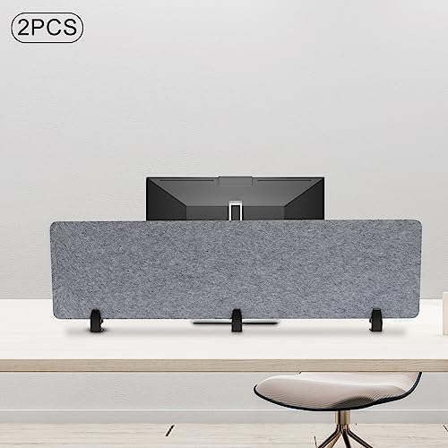 Noise Reducing Partition, Clamp-On Acoustic Desk Divider Mounted Privacy Panel 5.5 Lbs, Reduce Noise Visual Distractions, E1 Polyester Fiber 60" W*16”h*2 - color: Grey