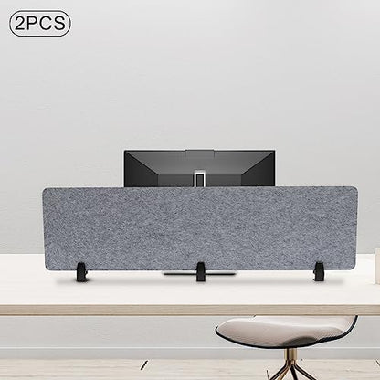 Noise Reducing Partition, Clamp-On Acoustic Desk Divider Mounted Privacy Panel 5.5 Lbs, Reduce Noise Visual Distractions, E1 Polyester Fiber 60" W*16”h*2 - color: Grey