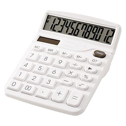 YOUHO Solar Battery Dual Power Standard Function Electronic Calculator with Large LCD Display - White - color: white