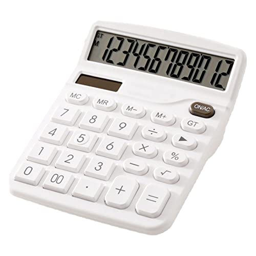 YOUHO Solar Battery Dual Power Standard Function Electronic Calculator with Large LCD Display - White - color: white