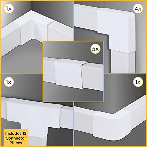 Simple Cord Organizer, 150in Cable Management Under Desk - Easy to Install Screws or Adhesive Mount Cord Covers for Wires on Wall, Desk and Home Office, Wall Cable Organizer (White)