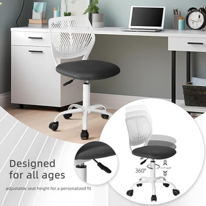 Homy Casa Adjustable Swivel Dining Caster Chair, Black Mesh Seat | Black mesh seat, adjustable height, 360° swivel and rolling casters for flexible dining, kitchen and multipurpose seating. - color: Black Mesh