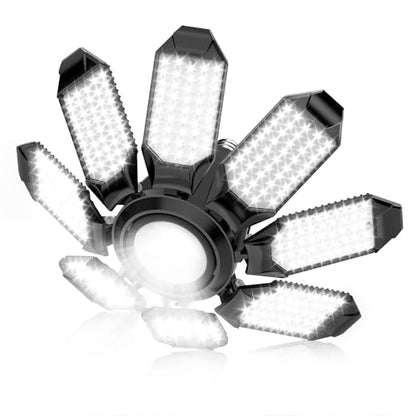 Garage Lights - Super Bright 25000LM Garage Lights Ceiling Led w/ 8 Deformable Panels 6500K Led Light Bulb Srew in E26/E27 Socket with Adjustable Center Spotlight for Barn Workshop Attic - size: 250W - 1Pack