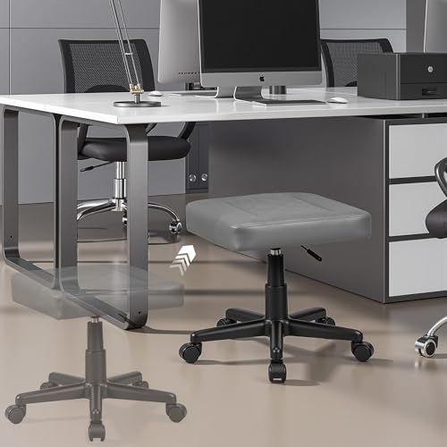 VECELO Under Desk Footrest, PU Ergonomic Foot Rest with Wheels, Comfort Padding, Height Adjustable for Relieving Leg Pain, Stiffness, and etc, Gray - color: Gray
