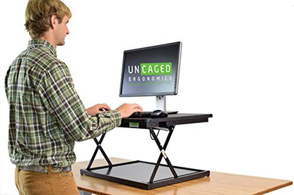 Uncaged Ergonomics Small Standing Desk Converter & Desk Riser (2 Pack) - color: 2 Pack | BLACK