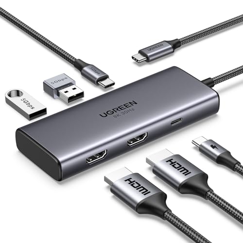 UGREEN USB C Docking Station Dual Monitor 4K@60Hz, 6-in-1 Dock with 2xHDMI