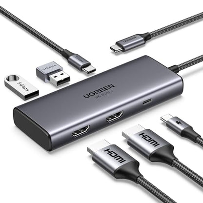 UGREEN USB C Docking Station Dual Monitor 4K@60Hz, 6-in-1 Dock with 2xHDMI