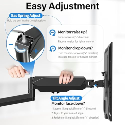 MOUNTUP Dual Monitor and Laptop Mount, Adjustable Monitor Stand for 2 Max 27" Computer Screens, Laptop Tray Fits 10-17inch Notebook, Holds 4.4-17.6lbs Per Arm, 3-in-1 Adjustable Monitor Desk Mount - size: Triple-With Pole