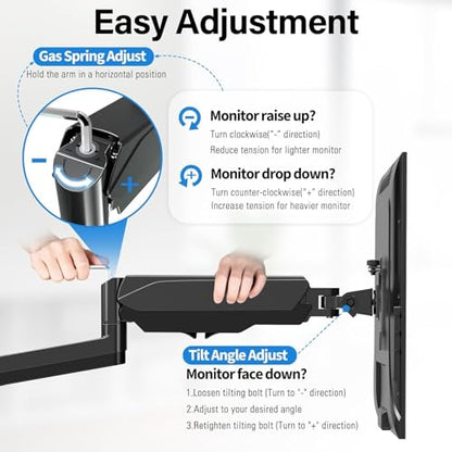 MOUNTUP Dual Monitor and Laptop Mount, Adjustable Monitor Stand for 2 Max 27" Computer Screens, Laptop Tray Fits 10-17inch Notebook, Holds 4.4-17.6lbs Per Arm, 3-in-1 Adjustable Monitor Desk Mount - size: Triple-With Pole
