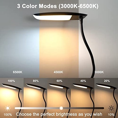 LiFMIRA Clip on Lamp USB Reading Light 3 Color Modes 3000-6000K 8W 40 LED | Flexible Gooseneck Desk Light Clip on Lamp for Desk Eye Caring Bed Lamp for Headboard (No Plug) - color: Matt Black