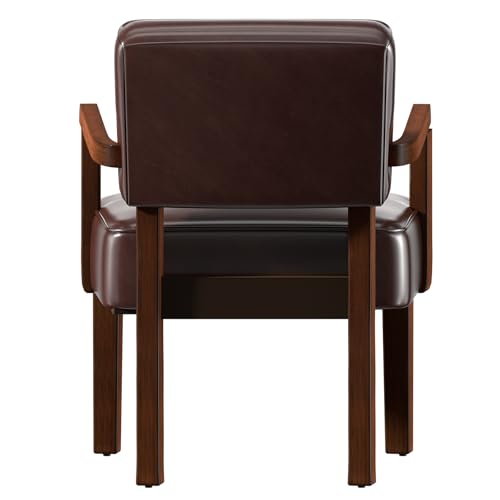 FAGAGA Faux Leather Accent Chair, Mid Century Armchair with Wood Frame | Living Room Chairs with Soft Thicken Cushion,Comfy Reading Chair for Bedroom,Waiting Room,Home Office,Easy Assembly,Cherry - color: Faux Leather Cherry, size: One Chair