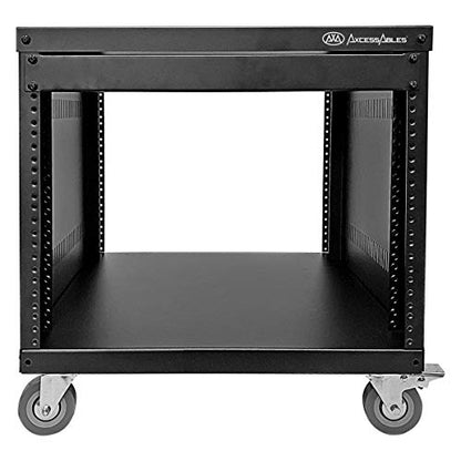AxcessAbles 8U 19” Homelab Server Rack | 550-LB Capacity | Open Frame with Removable Side Panels | Rolling Rack Cabinet w/Locking 3” Casters | Network, AV & Studio Gear | Includes 5mm & 6mm Screws - color: RK8U