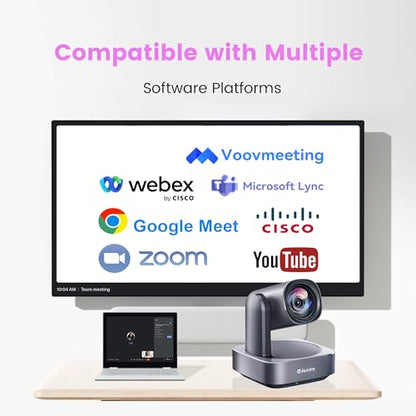 All-in-One PTZ 4K Conference Room Camera System with Bluetooth Speakerphone 12X Optical Zoom HDMI Wide View Angle Lens Works with Zoom Webex for Large Meeting Room - style: 4K 12X Zoom HDMI NO EX MIC