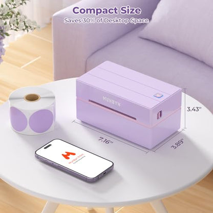 MUNBYN Bluetooth Thermal Label Printer, Wireless 4x6 Shipping Label Printer | Work for Shipping Packages Small Business Office or Home, Compatible with iPhone Android iPad Windows macOS Chrome - color: Purple