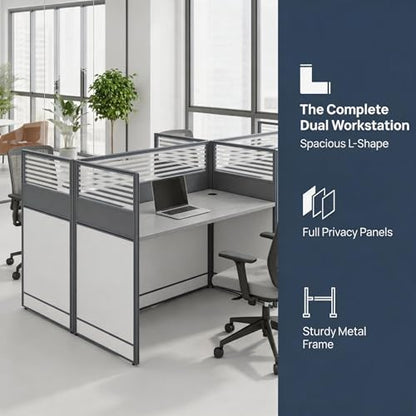 Office Cubicle Desk,Premium Modular Multi-Person Face-to-Face Computer Workstation with Wire Management Grommets, Acoustic Privacy Divider Panels for Call Center & Commercial Space,6person - color: 6person