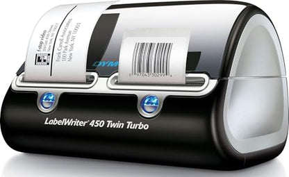 DYMO Label Printer, Label Writer 450 Twin Turbo, Direct Thermal Printer - Fast Printing, Home & Office Organization, Great for Labeling, Filing, Shipping, Mailing, Barcodes, and More