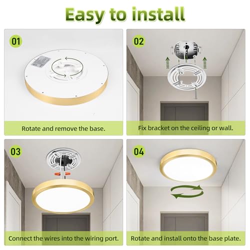 hykolity 9 Inch Selectable CCT LED Round Flat Panel Light,1800LM,2 Pack | 18W 3000K/4000K/5000K, Edge-Lit Flush Mount Ceiling Light Fixture for Kitchen, Bedroom, Laundry and Closet Room,Gold - color: Gold, size: 9 inch