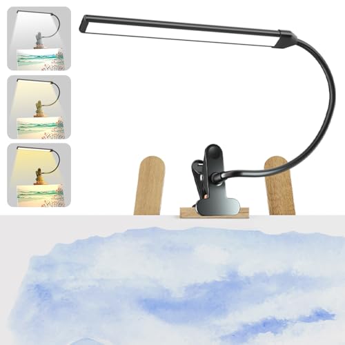 Clip-On LED Easel Lamp for Artists, 3 Color Modes, 10-Level Dimmable, 300lm Eye-Care Easel Lights for Painting, Drawing with Flexible Arm, USB-Powered(No Battery) - style: Clip-on Easel Light for Painting Black