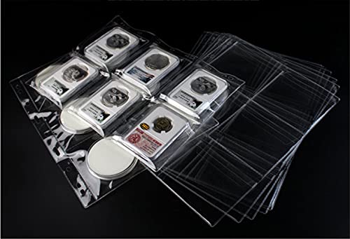 AITIME 6 Pocket Coin Sleeves, 10 Sheets Coin Pockets Pages for Binder - color: 10 Sheets-6 Pocket