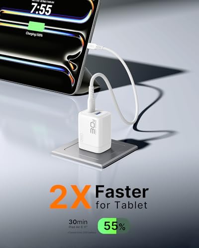 INIU Mini USB C Charger, 30W GaN Fast Charging ETL Certified Wall Adapter Block with Smart Phone Protection, Dual Port with 5ft Type C Cable for iPhone 17 iPad Samsung Google Switch etc [2-Pack White] - color: White, size: 2 Packs + 2 Cables