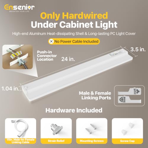 Hardwired Under Cabinet Lighting, 24 Inch 14W Linkable Cabinet Light ,2Pack - color: 2 Pack, size: 24 Inches