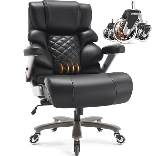 VUZI 700lbs Big and Tall Office Chair, Large Executive Leather Desk Chair - color: Black