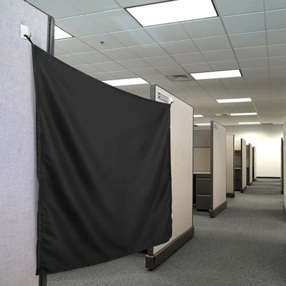 Pinkunn 40 x 48 Inch Office Cubicle Curtain with Stainless Steel Self Adhesive Hook Portable Privacy Door Partition Room Office Divider(Black) - color: Black