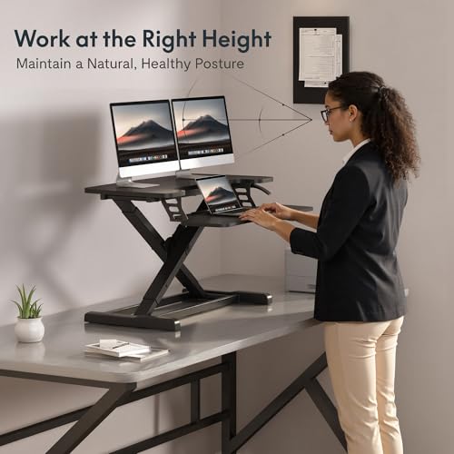 FLEXISPOT 32" Standing Desk Converter, Black - color: Black, size: 32"