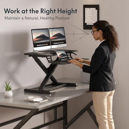 FLEXISPOT 32" Standing Desk Converter, Black - color: Black, size: 32"