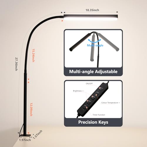 LED Desk Lamp for Office Home, Adjustable Flexible Eye-Caring Desk Light with,5 Modes 10 Brightness Adjustment, USB Adapter Desk Lamp with Clamp-MINI-B - style: Mini