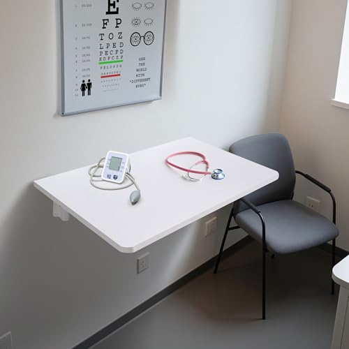 Yescom Wall Mounted Floating Folding Desk Wooden PC Dining Drop Leaf Table - color: White