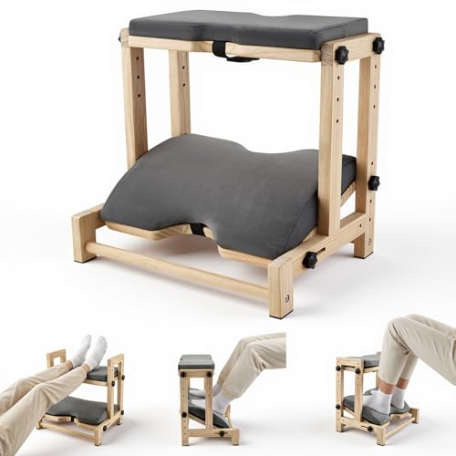 Double Step Foot Rest Under Desk, 8-Level Dual Adjustable Under Desk Foot Rest– 4 Height + 4 Angle Settings, Ergonomic Leg Rest with Cushion for Posture Support, Home Office & Gaming, Natural Wood