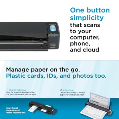 ScanSnap iX100 Wireless Mobile Portable Scanner, Black