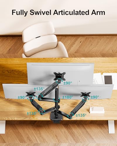MOUNT PRO Triple Monitor Mount for Max 32" Computer Screen, Adjustable 3 Monitor Desk Mount, up to 19.8lbs Each, Three Display Arm with Tilt Swivel Rotation, VESA Mount 75x75/100x100mm - style: Max 32“ Gas Spring（stacked）