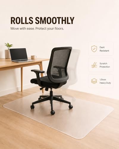 Heavy Duty Chair Mat,36" X 60" Clear Frosted 1.5mm PVC Chair Mat, - size: 36 × 60″