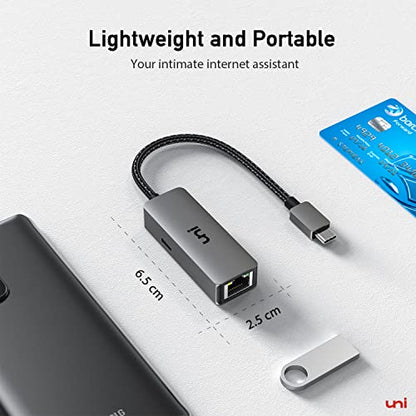 uni USB C to Ethernet Adapter 1Gbps with 100W PD Charging Port for Laptop - style: Grey-USB C+PD