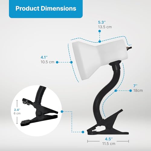 Xtricity LED Clip on Desk Lamp with 360° Flexible Gooseneck, White Finish - color: Clamp Base (White), size: 1 Pack