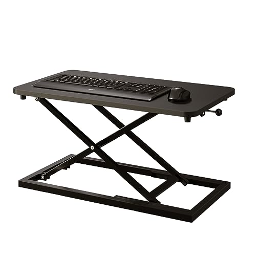 Decoholic 24 inch Height Adjustable Standing Desk Converter（Black） | Scissors Lift Keyboard and Mouse Riser,Ergonomic Sit Stand Workstations，suitable to hold large/small items