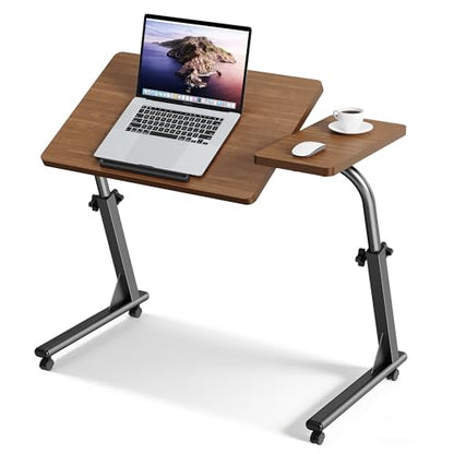 Adjustable Folding TV Tray Table, Mobile TV Dinner Tray for Eating on Couch - color: Brown