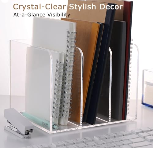Acrylic Desk File Organizer, 3-Section Vertical File Folder Rack,Clear - size: Standard 3-Section