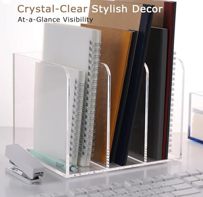Acrylic Desk File Organizer, 3-Section Vertical File Folder Rack,Clear - size: Standard 3-Section