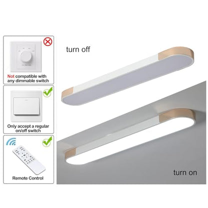 Qcyuui Modern LED Ceiling Light,39.4 Inch Dimmable LED Flush Mount Ceiling Lights,White and Gold Long Ceiling Light Fixture for Office Bedroom Kitchen Hallway (48W/3000-6500K) - color: White and Gold/Dimm/48W/39.4IN/3000-6500K, size: 39.4in