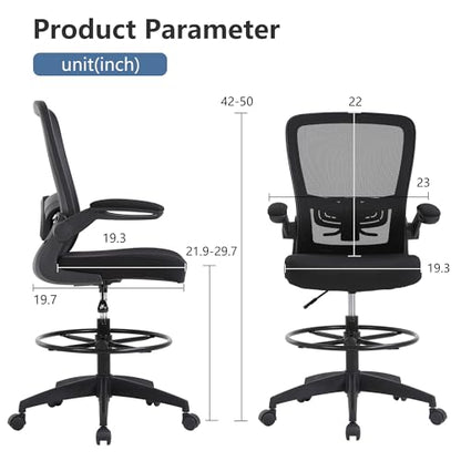 PayLessHere | Ergonomic Drafting Chair | Black | 220lbs Capacity - color: Black