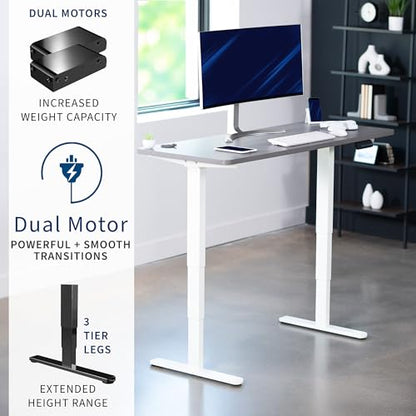 VIVO Dark Gray 60 x 24 in Standing Desk, DESK-KIT-2W6G - color: Dark Gray Top / White Frame, size: 60 x 24