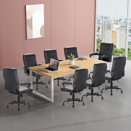 CLATINA Mid Back Leather Office Executive Chair with Lumbar Support and Padded Armrestes Swivel Adjustable Ergonomic Design for Home Computer Desk 4 Pack - color: Black, size: 4 Pack